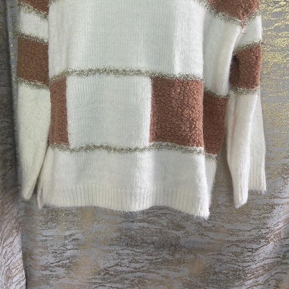 Vintage🧚♀️Compañía Fantástica Colorblock Glitter Strip Sweater Size S - Picture 5 of 16
